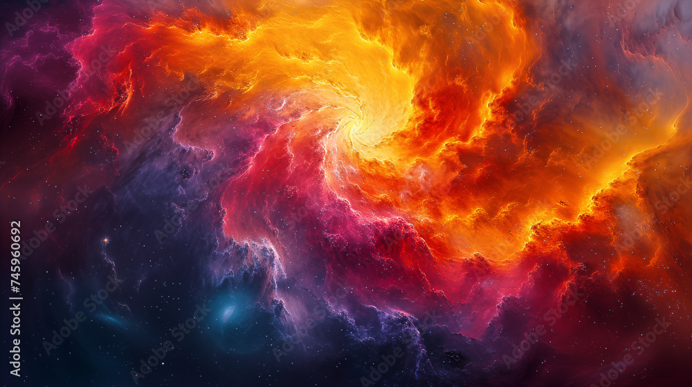 abstract colorful background, the swirling warm hot colors of the beginnings of the universe
