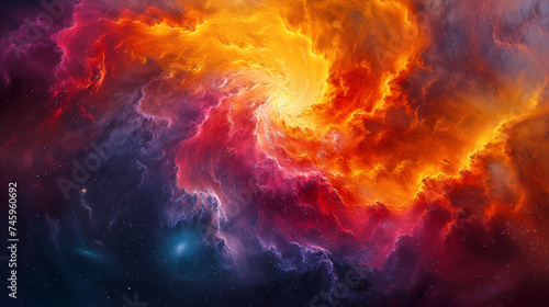 abstract colorful background, the swirling warm hot colors of the beginnings of the universe