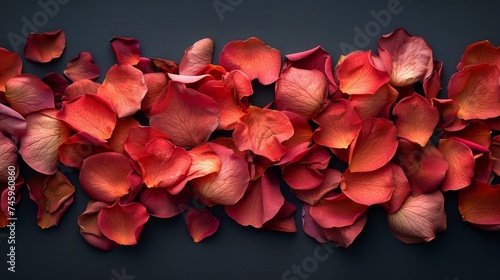 Rose petals on black background