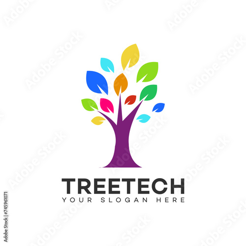 Tree Tech Logo Icon Brand Identity Sign Symbol 