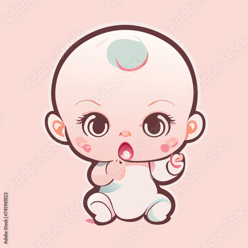 naughty baby illustration  sticker  clean white background  t-shirt design  graffiti  vibrant  vector illustration kawaii