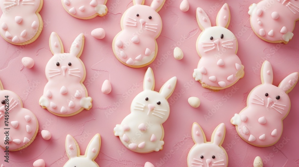 Obraz premium Bunny cookie, Easter Baked goods with Easter theme