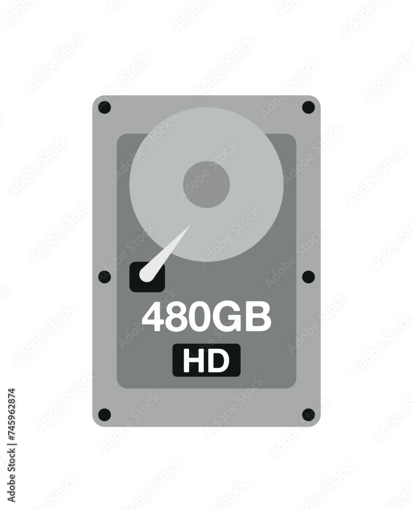 480 GB HD. Vector hard drive data storage, technology and backup concept isolated on white background 480 GB HD. Vector hard drive data storage, technology and backup concept isolated on white background