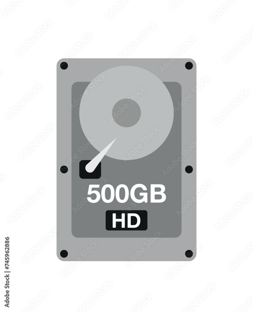 500 GB HD. Vector hard drive data storage, technology and backup concept isolated on white background 500 GB HD. Vector hard drive data storage, technology and backup concept isolated on white background