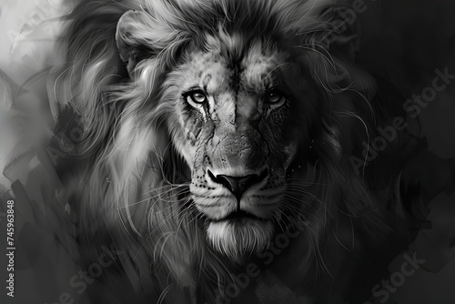 Lion's Face in Monochrome  © orerereo