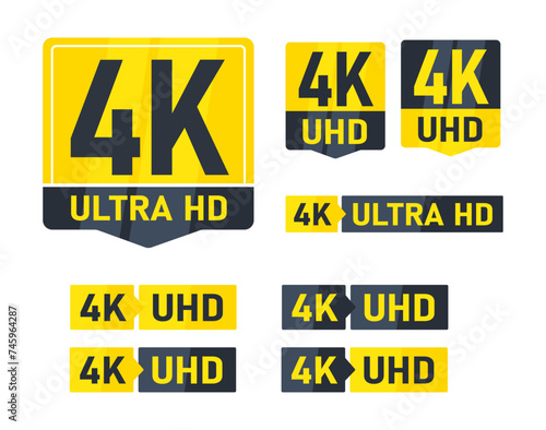 4K UHD resolution icon for web. High Definition monitor display resolution standard. Vector illustration
