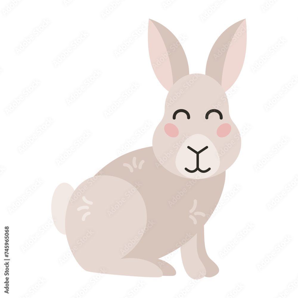 Cute happy hare. Cartoon forest animal