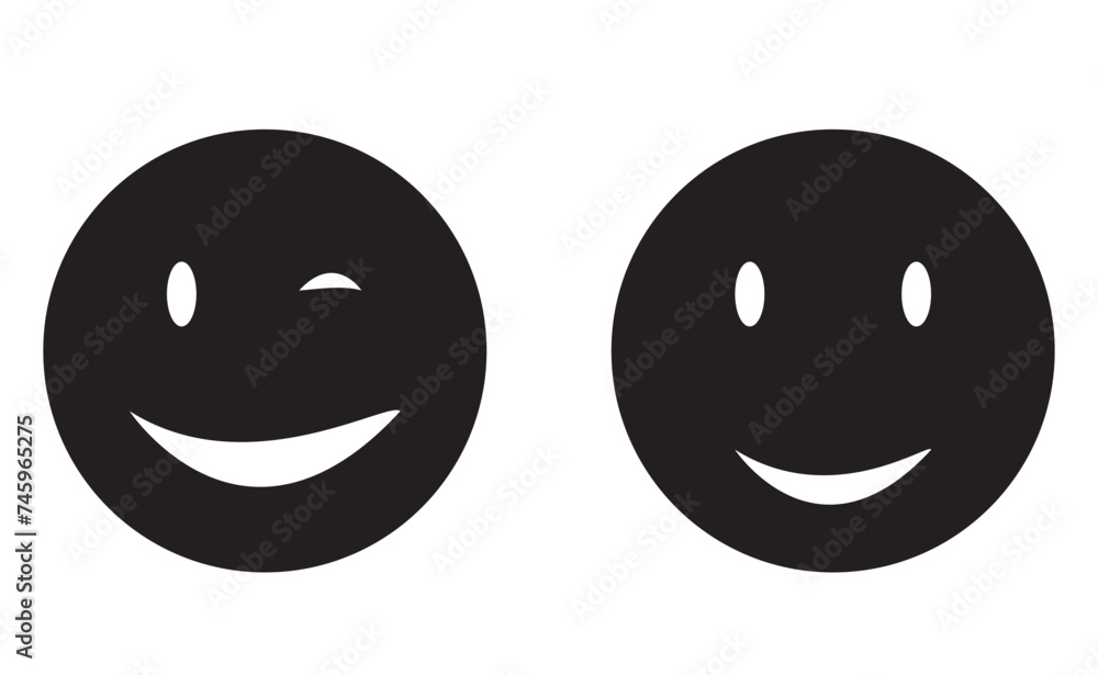 Happy smiley face or emoticon line art icon for apps and websites Happy smiley face or emoticon line art icon for apps and websites