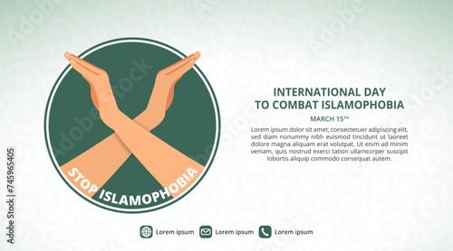 International Day To Combat Islamophobia background with cross hands