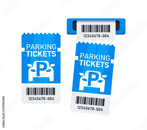 Car Parking ticket, receipt template. Paper receipt from ticket machine slot. Parking zone. Payment station. Vector illustration