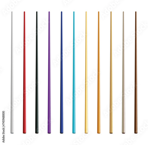 Realistic Food Chopsticks Set Different Types. Vector illustration of Traditional Asian Bamboo Utensils Color Chopstick. Vector illustration