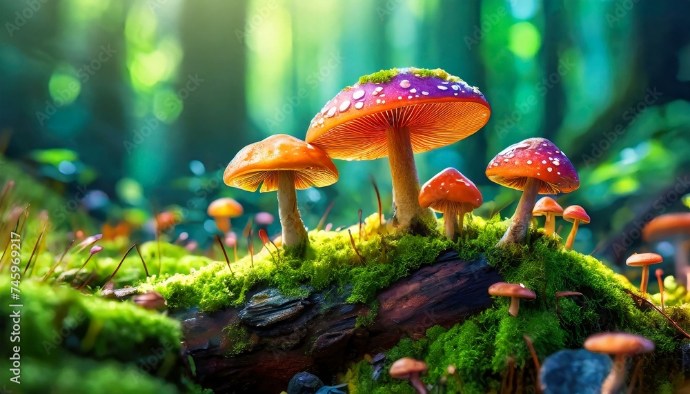 Fototapeta premium Close-up of Mushrooms in the Forest