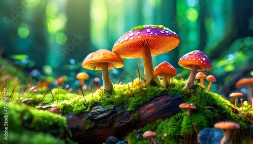 Close-up of Mushrooms in the Forest