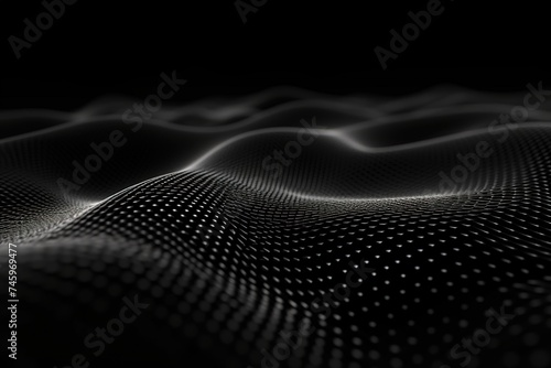 Black dynamic wave pattern, abstract digital art