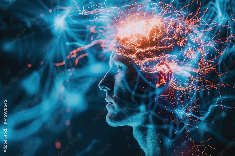 Vibrant representation of a brain's neural network activity Vibrant representation of a brain's neural network activity