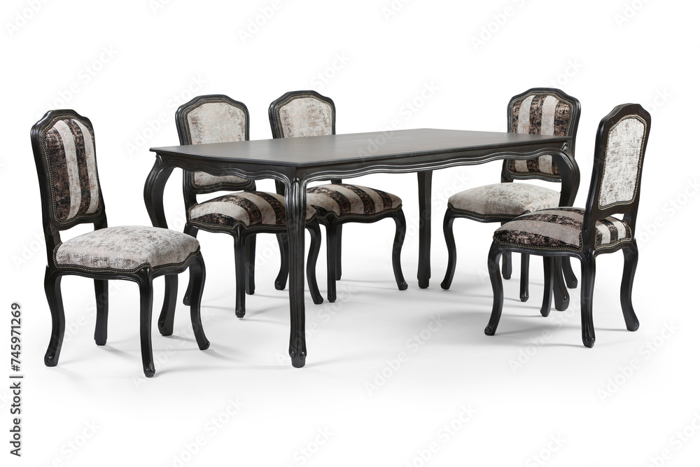 Fototapeta premium classic table and chair isolated on white background .dining table 
