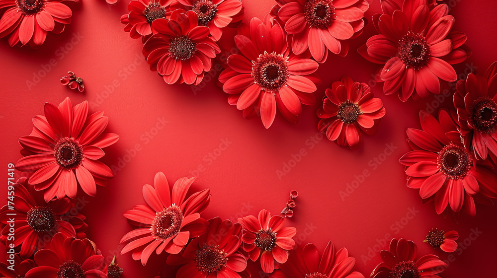 red flowers on a red background red flowers on a red background
