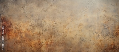 A painting depicting a textured brown and white wall, showcasing a grunge canvas with an empty copy space for text. The wall structure adds depth and character to the artwork.