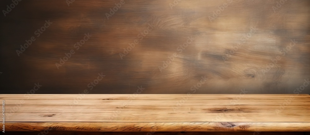 A wooden table with a vase placed on top of it. The table is in a kitchen with a brown wall background. The setup is simple yet elegant. A wooden table with a vase placed on top of it. The table is in a kitchen with a brown wall background. The setup is simple yet elegant.