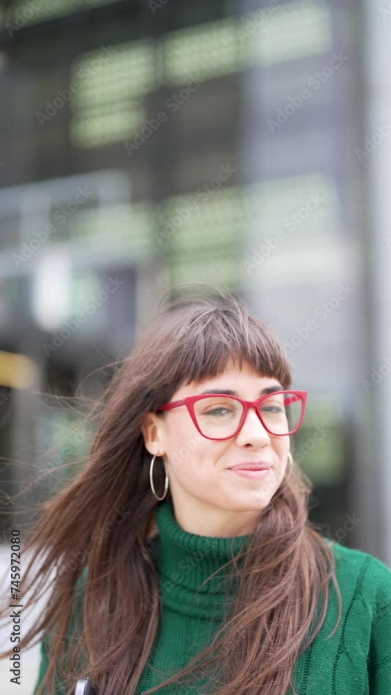 beautiful young caucasian businesswoman in the street beautiful young caucasian businesswoman in the street