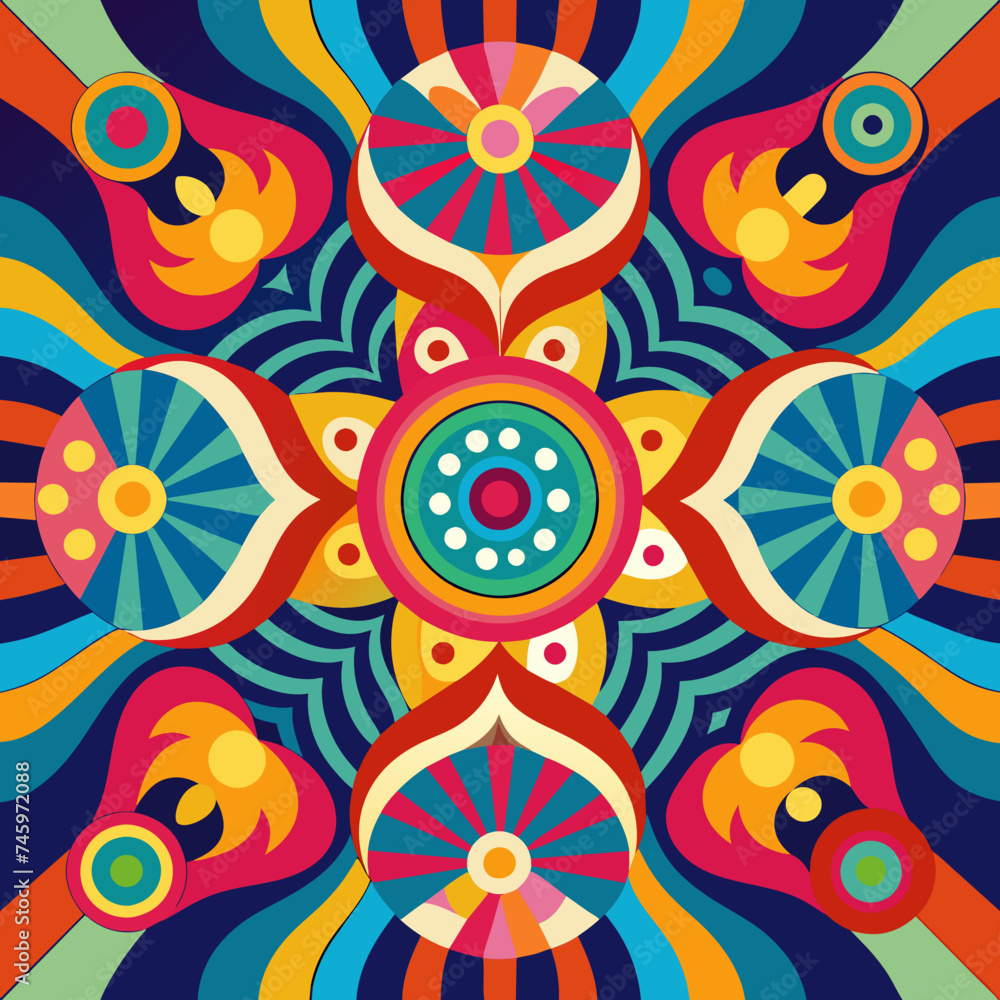 Fototapeta premium Psychedelic patterns reminiscent of the 1960s. vektor illustation