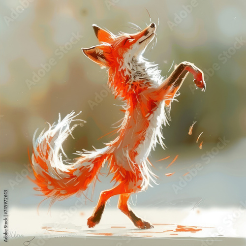 Jumping fox illustration  © Olya Fedorova