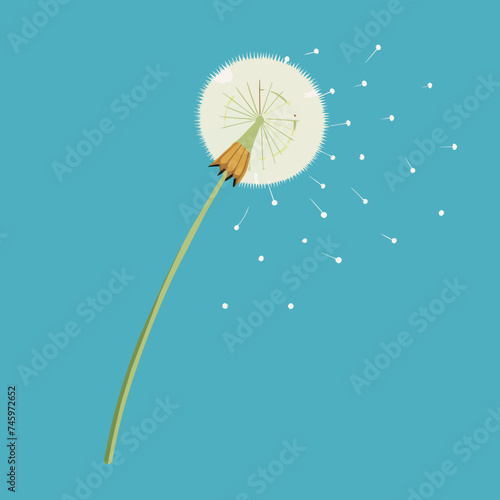 A single dandelion seed floating in the breeze. vektor illustation