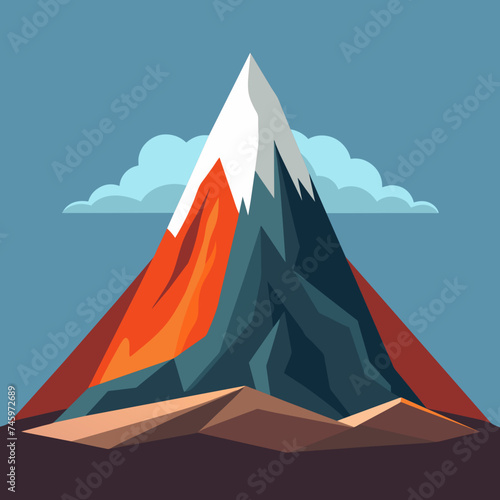 A solitary mountain peak  majestic and serene. vektor illustation