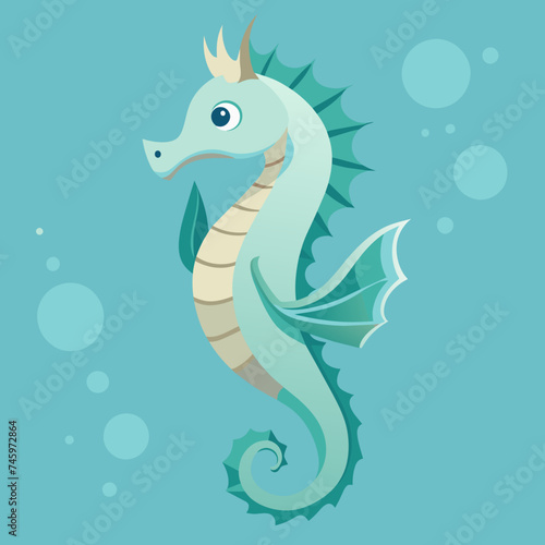 A solitary seahorse gliding through crystal-clear waters. vektor illustation