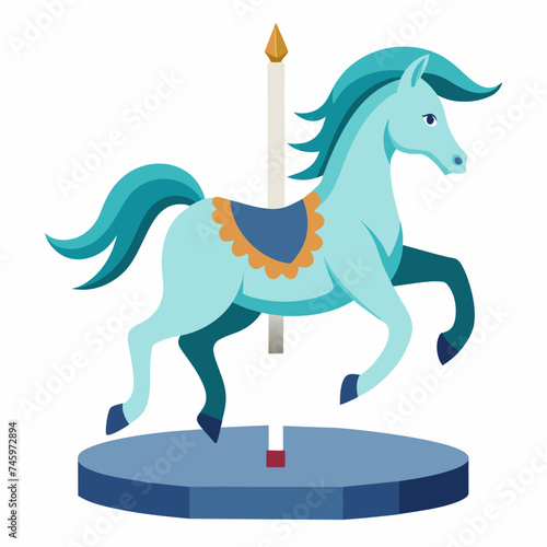 A lone carousel horse frozen mid-gallop. vektor illustation