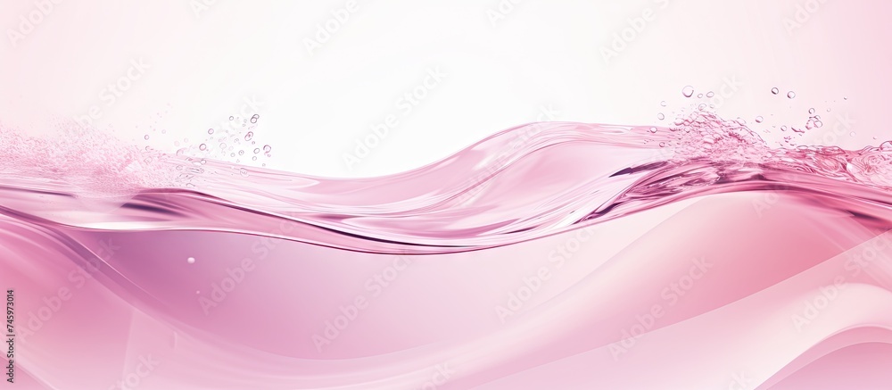 A pink background featuring a wave of water with ripples, splashes, and ...
