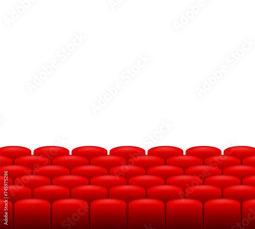 Red movie theater seats for comfortable watching film. Cinema chair. Vector illustration