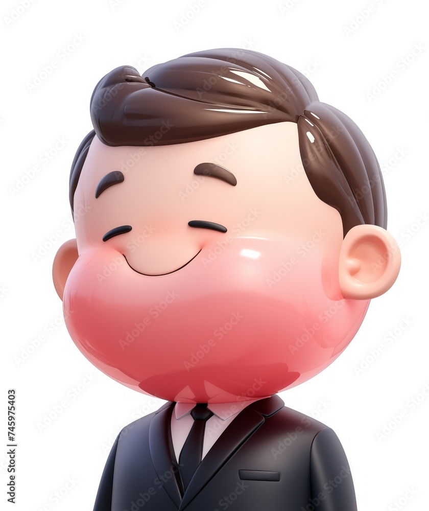 A cute and chubby funny businessman, made of glossy inflatable plastic, AI-generated 3d illustration A cute and chubby funny businessman, made of glossy inflatable plastic, AI-generated 3d illustration