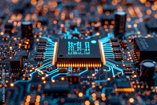 Chip motherboard, technology of an artificial intelligence computer, generated ai