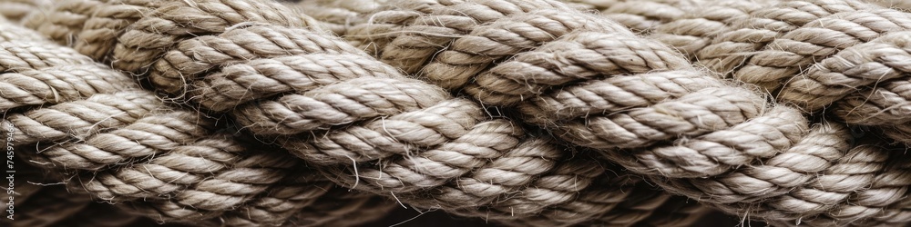 Twisted Linen Rope String in Natural White and Brown Tones - Isolated Object with Detailed Macro Design Twisted Linen Rope String in Natural White and Brown Tones - Isolated Object with Detailed Macro Design