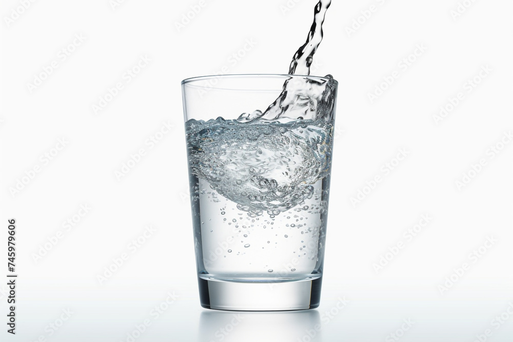 water in glass, white background, isolated on white background water in glass, white background, isolated on white background