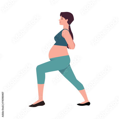 Vector illustration of a pregnant woman doing yoga.