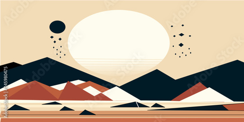 A sharp-edged vector illustration of a desert landscape , capture the essence of arid beauty