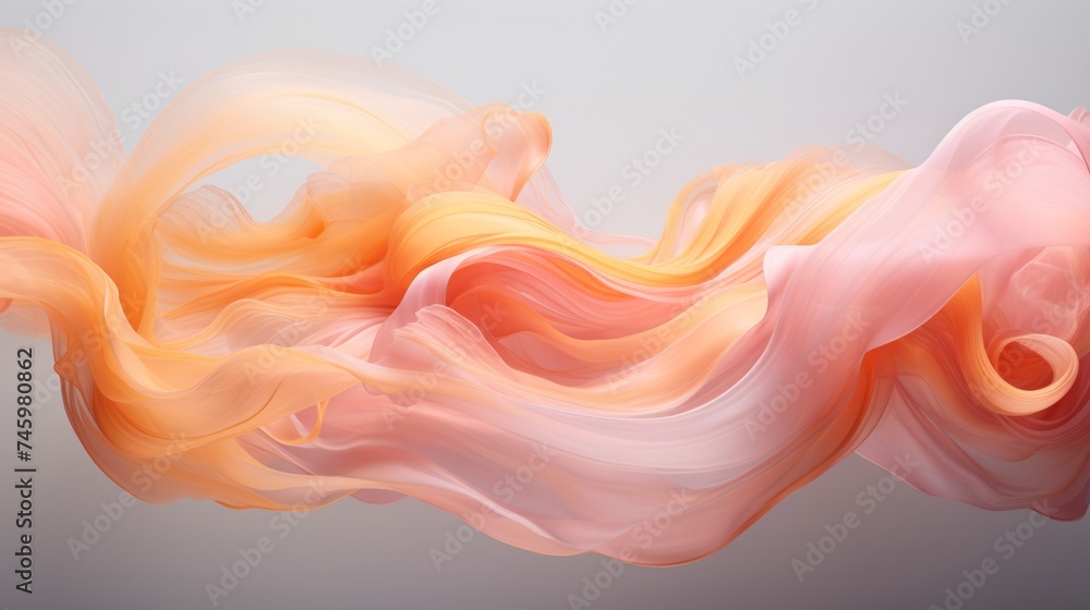 pastel neutral peach pink smoke texture and background with copy space horizontal banner. Trendy peach fuzz color. 