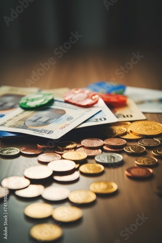 Close-up of coins showing the accumulation of funds