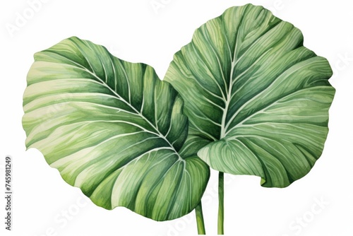 Wallpaper Mural alocasia plant lush green leaves isolated on white botanical illustration Torontodigital.ca