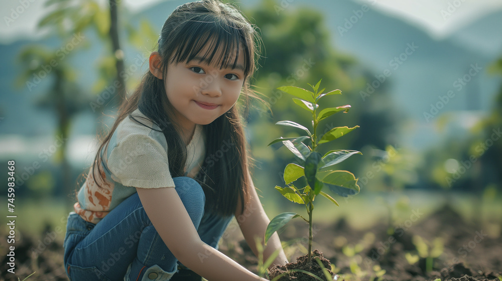 Joyful Children Engaging in Reforestation Kids Planting Trees for a ...