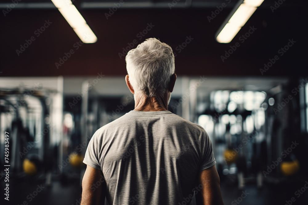 Mature people woman man practicing in spacious gym space active healthy way of life Generative AI picture Mature people woman man practicing in spacious gym space active healthy way of life Generative AI picture
