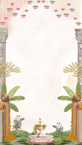 Obraz na plátně indian wedding traditional invitation template card