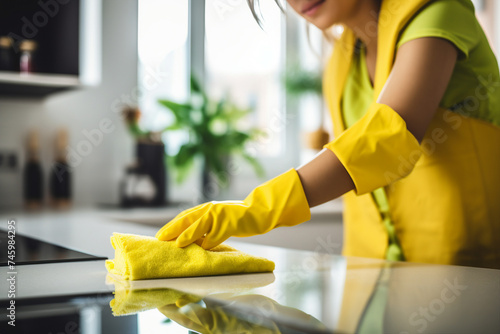 Wallpaper Mural Beautiful female cleaning service woman worker girl housekeeper generative AI Torontodigital.ca