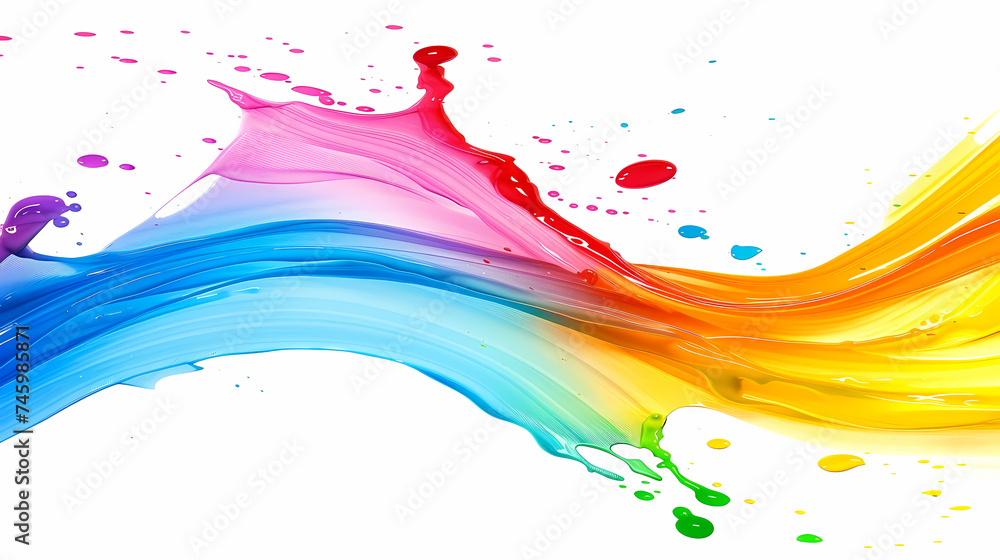Vibrant Rainbow Paint Splash Captured in Motion