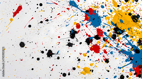 Abstract Splatter Artwork With Bright Colored Paints