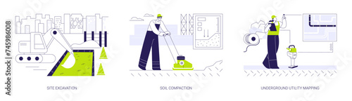 Commercial construction process abstract concept vector illustrations.