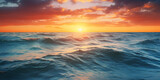 Beautiful view of the the sunset and the ocean in domburg, Captivating Sunset Reflections The Serene Texture Of Sea Water Background, Vibrant sunset over calm ocean waves, Generative AI
