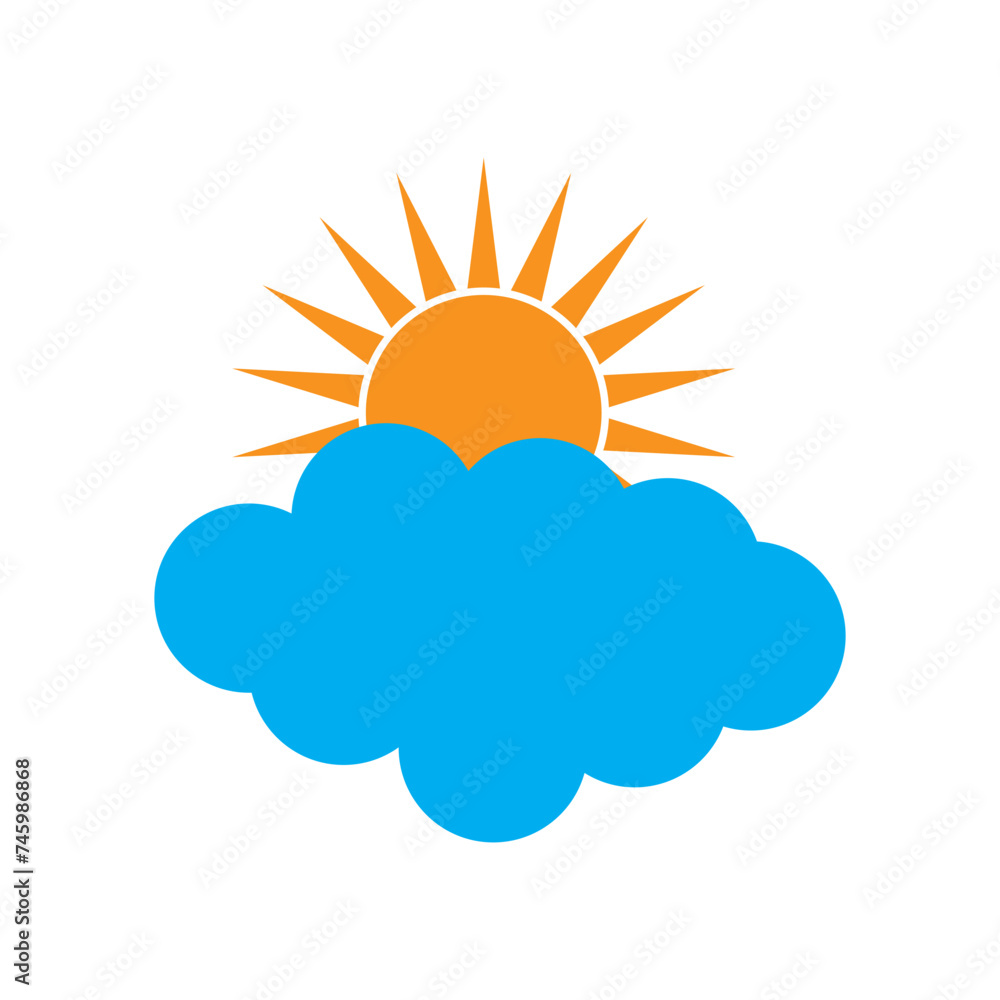 Sun and cloud icon. Sunrise icon, Sunset icon, cloud vector design for app, website, logo. Sunrise icon simple flat vector illustration Sun and cloud icon. Sunrise icon, Sunset icon, cloud vector design for app, website, logo. Sunrise icon simple flat vector illustration